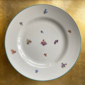 Pickard China Edgerton LORRAINE Creamy/Aqua‎ Floral Salad Luncheon Plates USA